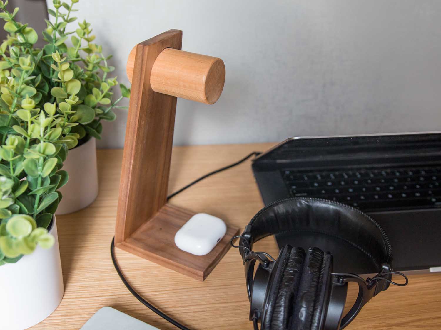 Walnut Headphone Stand The Smooth Cut